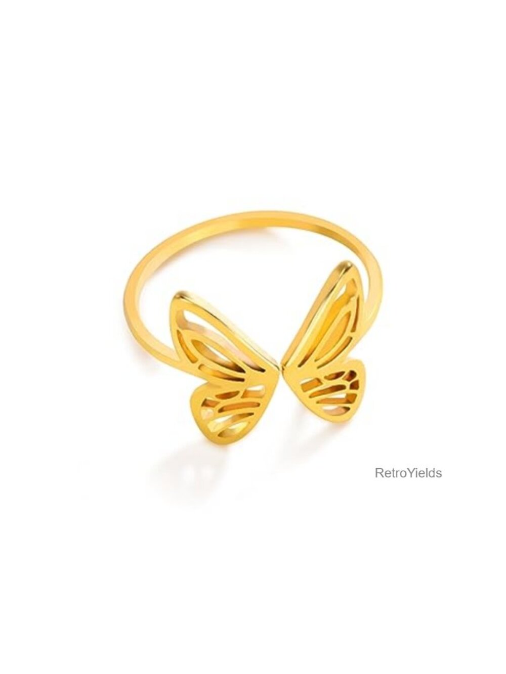 Adjustable Butterfly Ring Stainless Steel Open Design Kpop Fashion Wedding
